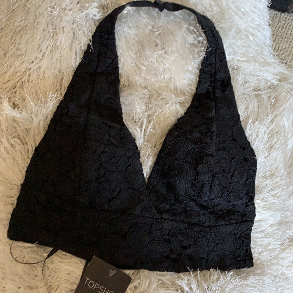 TOPSHOP black lace halterneck bralet